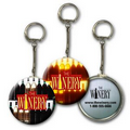 2" Round Metallic Key Chain w/ Custom 3D Lenticular Images